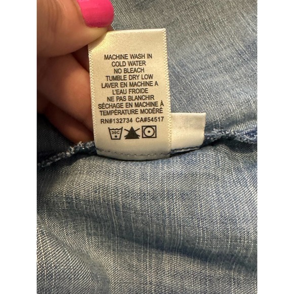 Cloth & Stone chambray floral v neck short sleeves top size XS - Picture 7 of 11